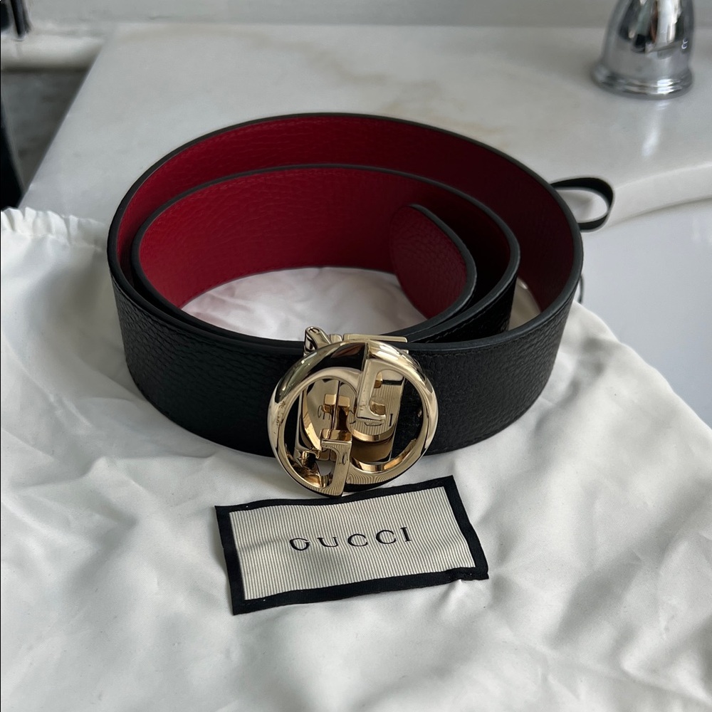 Gucci Black and Red Belt with Buckle